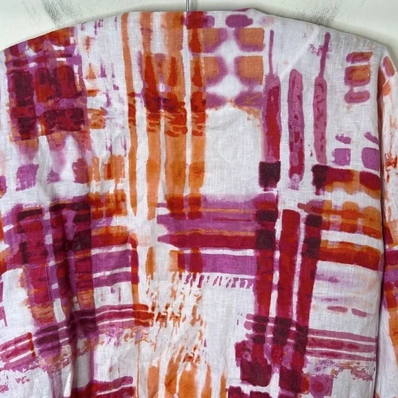 NWT ALI MILES Pink Tie Dye Linen Button Blazer Jacket Tulip Sleeve Size 1X - Picture 12 of 16
